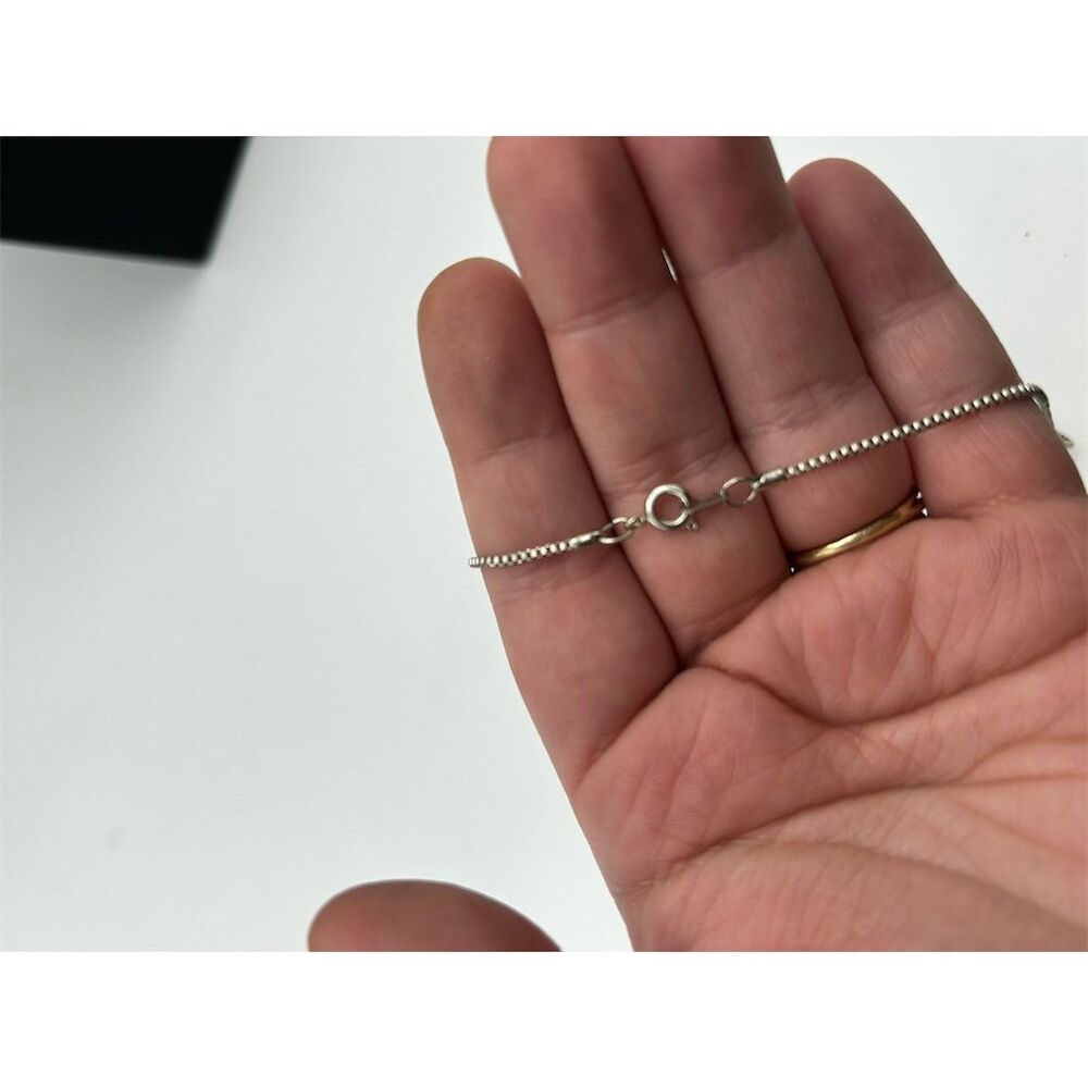 Vintage Blue Enamel Cross Silver Tone Pendant Necklace - Picture 4 of 4